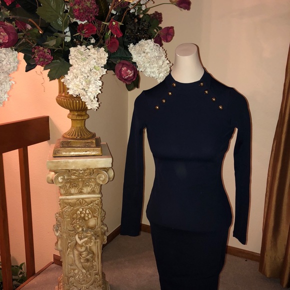 h&m blue long sleeve dress